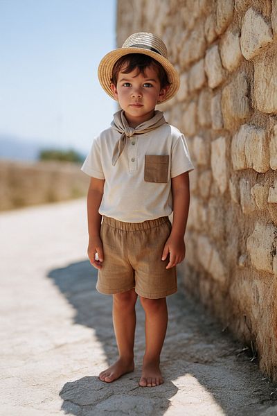 LUESS Boy's Pocket Detailed Cotton T-Shirt Shorts Set (3-4 Years Old 8-9 Years Old)