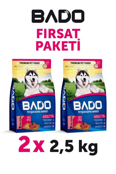 Bado Yetişkin Köpek Maması Etli Biftekli 2,5 Kg 2'li