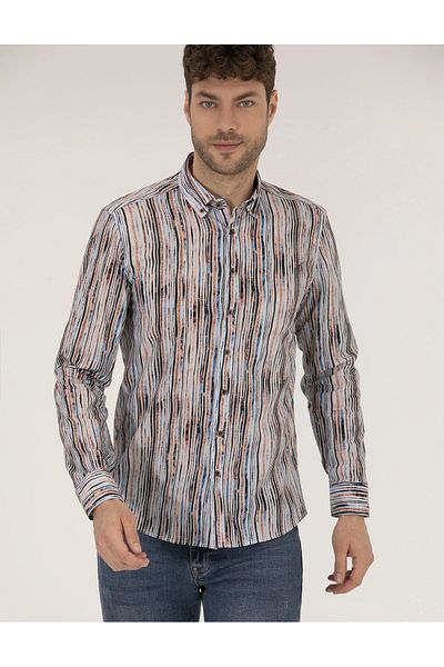Pierre Cardin Μακρυμάνικο πουκάμισο Navy Blue Slim Fit