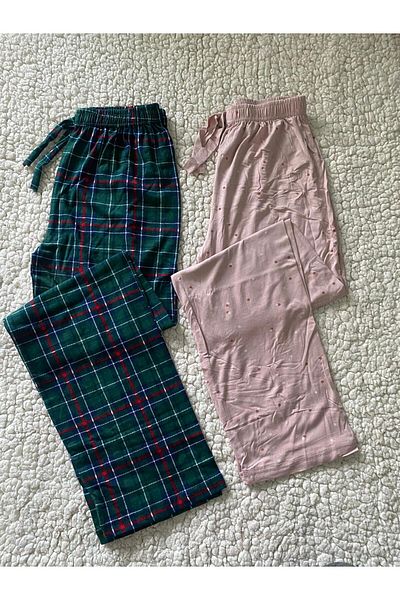 DÜVEN Pantaloni de pijama pentru femei din 2 piese - pijamale de calitate ultra cu fund unic
