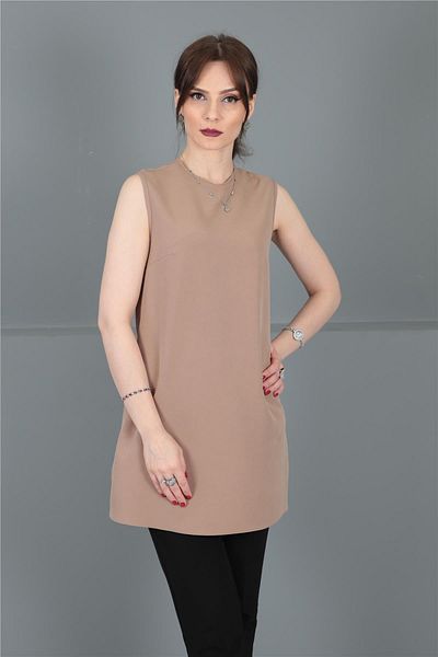ÖNDER ÖZSOY O-Neck Sleeveless Blouse-Stone