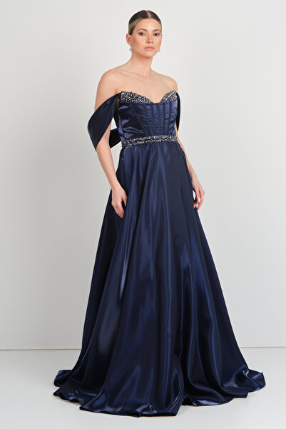 renk abiye Έγχρωμο γυναικείο μακρύ βραδινό φόρεμα με κορσάζ στη μέση και διακ...