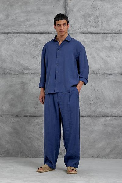NOMARC Navy Blue 512 Modal Fabric Oversize Suit Bottom Top