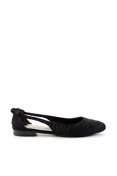 Bambi Black Wrinkled Satin Women's Ballerinas01823016138