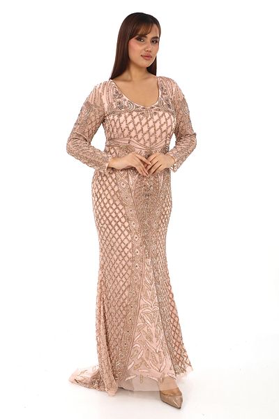 GATSBYLADY LONDON Karima Maxi – Blush Pink Embellished Modest Gown
