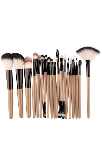 zenifique Set of 18 Makeup Brushes, Zenifique, Synthetic Hair, With Brown Handle
