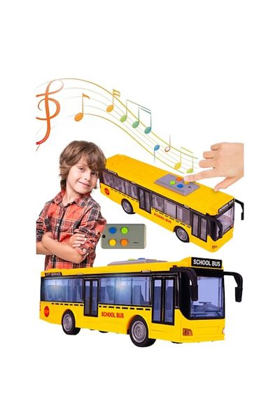indiggo Interactive Toy School Bus Buzzie Bus Indiggo with Blue LED Lights and Sounds, Functional Doors, Fri