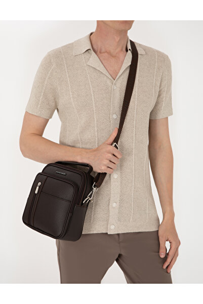 Pierre Cardin Ανδρική τσάντα ώμου σε καφέ χρώμα 50315080-VR029
