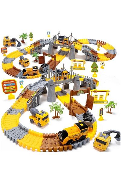 Smart Vibe Set Pista Circuit cu Vehicule Construction FunTrack, 178 Piese
