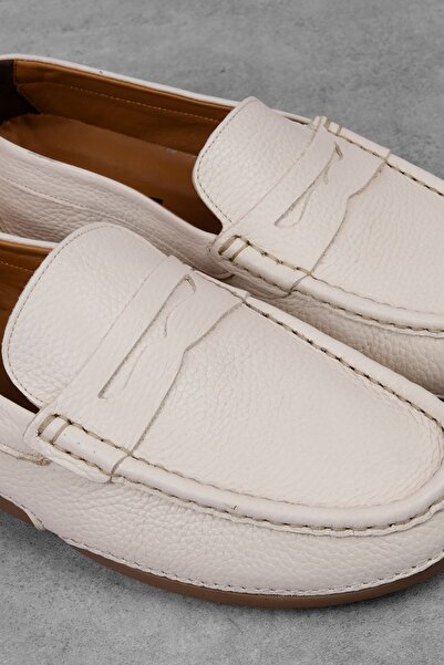 MY DERİ Peny Men's Genuine Leather Casual Shoes with Stitching Detail 3933