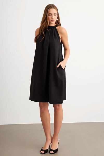 sorisso Shoulder Strap Linen Pocket Dress