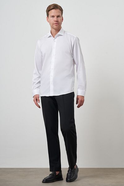 Morven Cămașă pentru bărbați, albă, din bumbac, slim fit, fără călcat