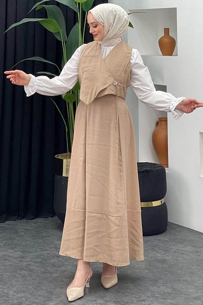 Tesettür Diyarı Women's Tansel Fabric Vest Hijab Suit