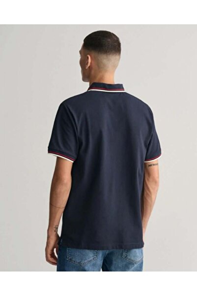 Gant Erkek Lacivert Regular Fit Çizgili Polo