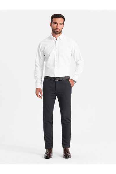 OMBRE Klassische Herren Chinohose mit feiner Struktur - Graphit V4 OM-PACP-0188 S