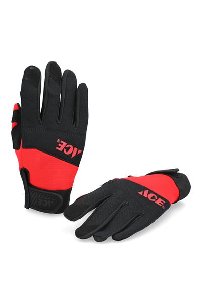 ACE Foldable Design Long Lasting General Purpose Gardening Gloves Black and Red Large