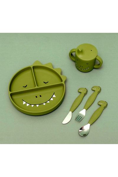 Trixie Silicone Fork Spoon and Knife Set Mr.Dino
