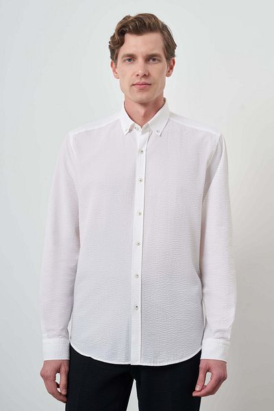 Morven Cămașă albă din bumbac Trend Dynamic Fit pentru bărbați