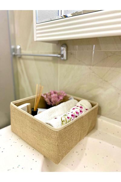 aydev home collection 2 Pieces Jute Kids Room Closet Drawer Organizer Storage Box Organizer