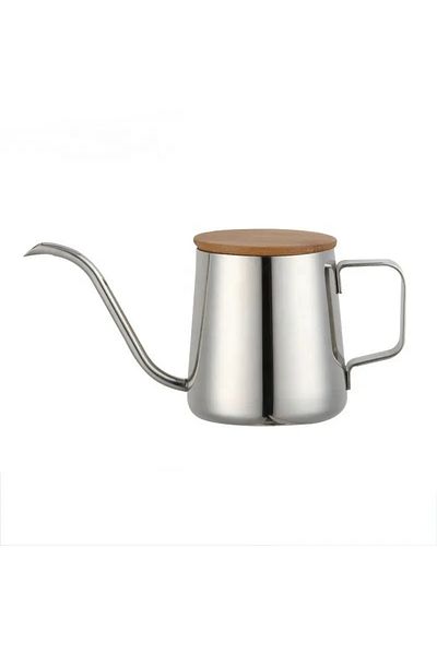Generic Coffee Drip Kettle - Silver Stainless Steel with Wooden Lid - 250ml