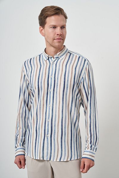 Morven Cămașă slim fit pentru bărbați, cu model în dungi, cu nasturi