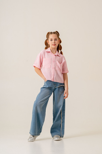 GİYİCEM TEKSTİL Girl's Double Sleeve Shirt 3169