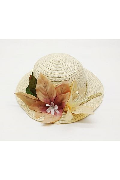 By Piera Girl's Floral Straw Hat 8818