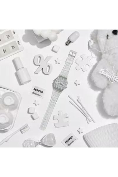 Casio ساعة كاسيو الرقمية للرجال بمينا أبيض - F-91WS-7DF