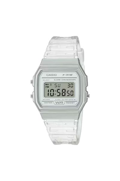 Casio ساعة كاسيو الرقمية للرجال بمينا أبيض - F-91WS-7DF