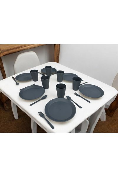 Dem Home Picnic Set 24 Piece Plastic Picnic Set Anthracite Color
