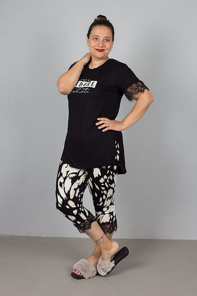 Truva XXL Plus Size Lace Trimmed Pajama Set – Elegance and Comfort in One!