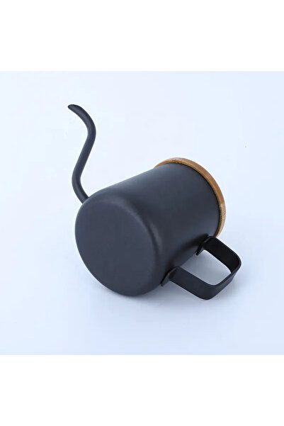 Generic Coffee Drip Kettle - Stainless Steel & Wooden Lid - Black - 250ml