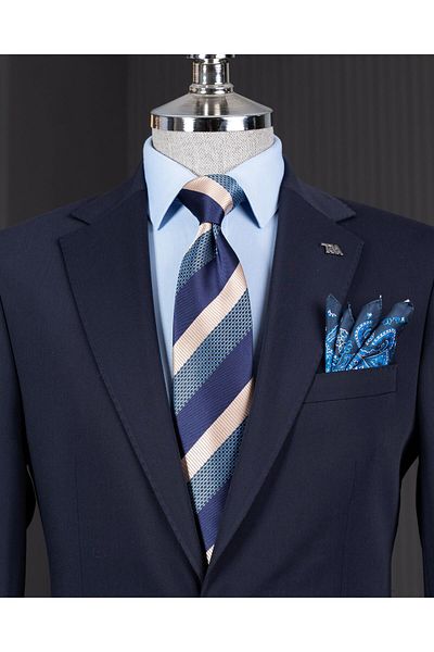TerziAdemAltun Italian Style Slim Fit Jacket Pantalon Suit Navy Blue T14001
