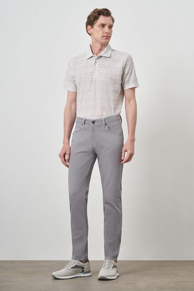 Morven Men's Gray Cotton 5 Pocket Slim Fit Jean Denim Trousers