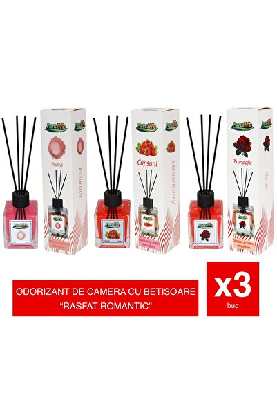 PureLife Set 3x Odorizant PureLife – Pudră, Căpșuni, Trandafir – 120 ml