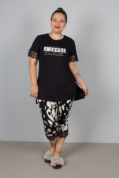 Truva XXL Plus Size Lace Trimmed Pajama Set – Elegance and Comfort in One!