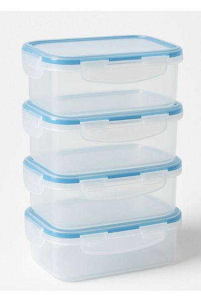 Jet's Home Set of 4 Mini Diet Containers Bpa Free Airtight Storage Container Food Box with Removable Compartment 350 ml