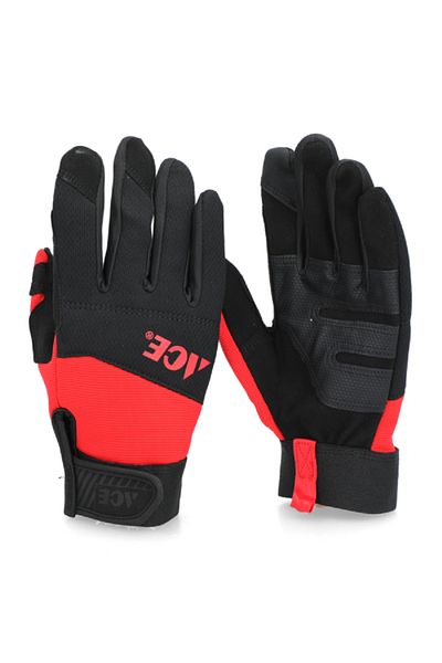 ACE Foldable Design Long Lasting General Purpose Gardening Gloves Black and Red Large
