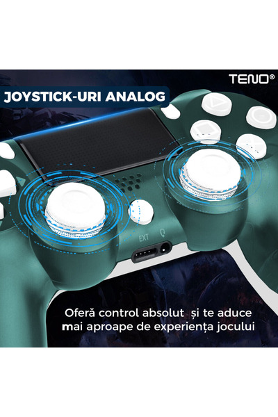 Teno Controller Wireless DoubleShock Teno®, compatibil cu PS4, joystick-uri analog, alb/verde