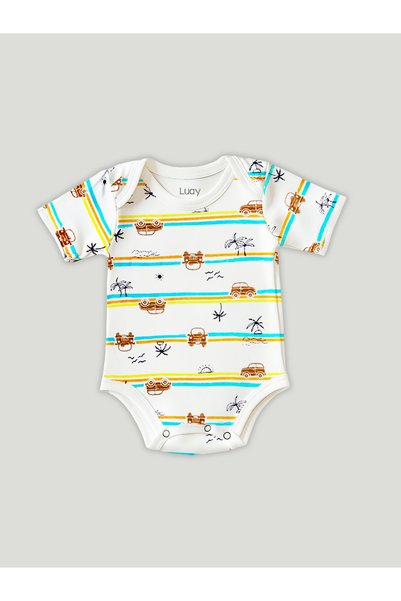 luay Unisex Organic Cotton Dinosaur, Lizard & Car Onesie: Playful and Cozy Pack of 3