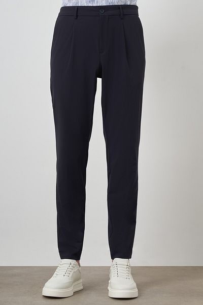 Morven Men's Navy Blue Trend Slim Fit Full Rubber Trousers