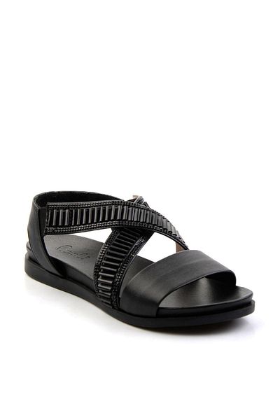 Bambi Black Leather Women's Sandals K05724660203