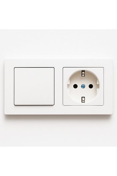 Ledarmy Karen Series White Key Switch and Grounded Socket Set Compatible with 2-Piece Frame