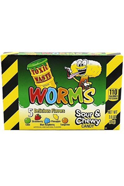 Toxic Waste Worms - gummy candies, sour with fruit flavors 85 g