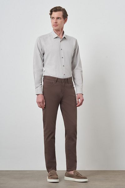 Morven Men's Brown Cotton 5 Pocket Slim Fit Jean Denim Pants
