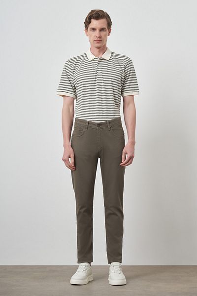 Morven Men's Khaki Cotton 5 Pocket Slim Fit Jean Denim Trousers