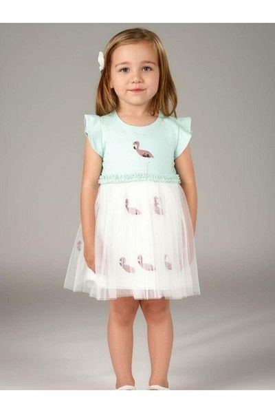 Zekids Girl's Cotton Flamingo Patterned Dress