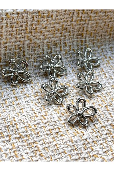 ODDA TASARIM ATÖLYESİ Silver Color 6-K Button Set with Bow Model(2cm)