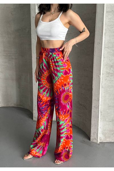 VOLT CLOTHİNG Women's Viscose Fabric Shawl Pattern Palazzo Pants