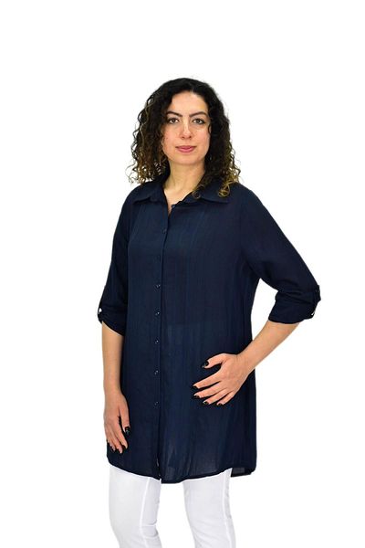 shine Women's Navy Blue Long Sleeve Shirt Bgl-St04661